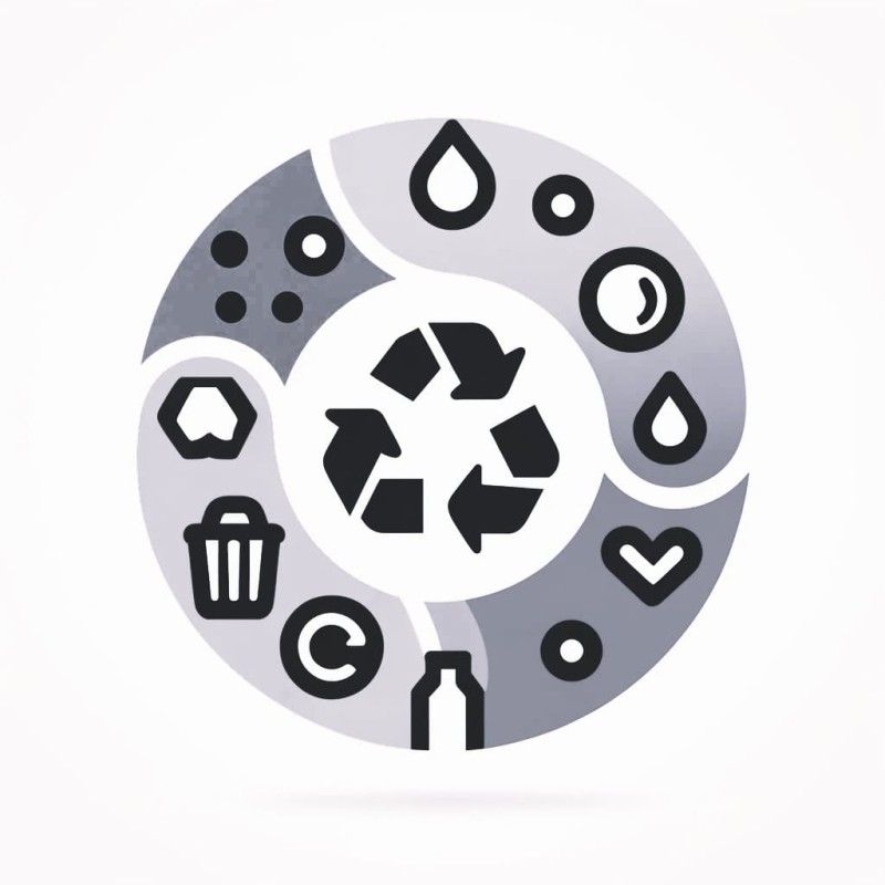 DALLE 2024 04 10 09.23.56 Prerađena ikona u živopisnom i šarenom minimalističkom stilu koji simbolizira temu recikliranja ili recikliranja otpada, s oblikom